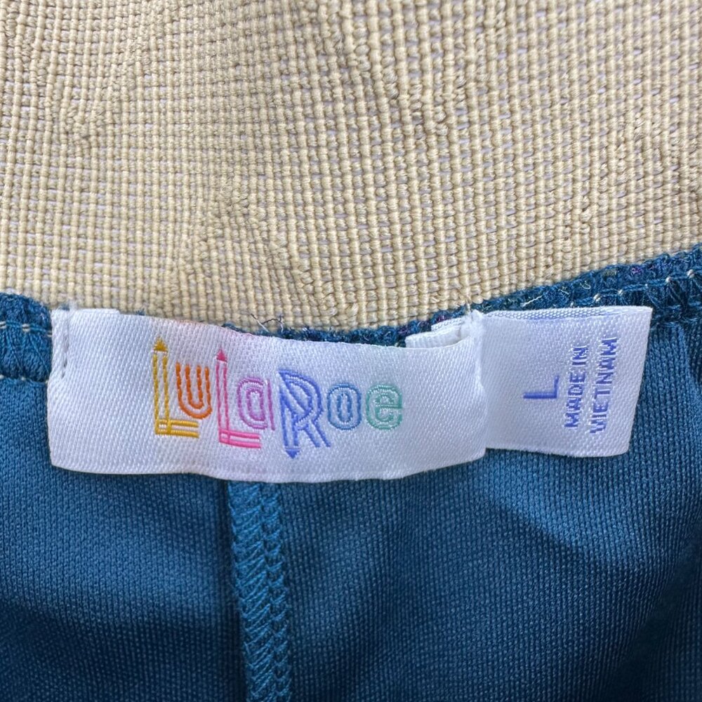 3/$25 Luluroe Lucy Maxi Skirt L Boho Floral Kaleidoscope Print Blue Pull On - Picture 9 of 10